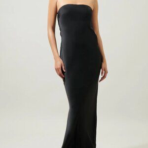 Infinite Strapless Open Back Satin Convertible Maxi Dress Size M Black